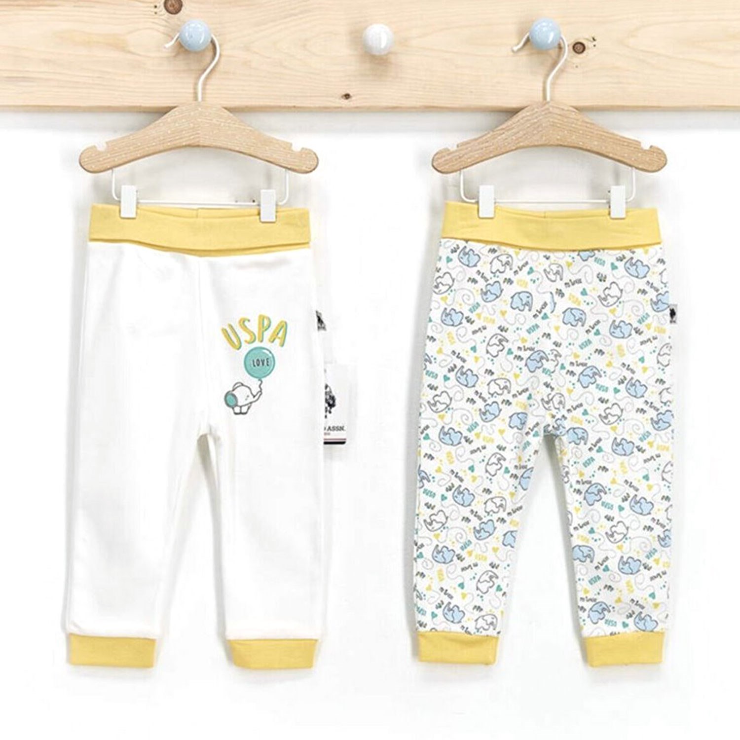 U.S. Polo Assn 2'li Patiksiz Bebek Pantolonu USB205 Sarı