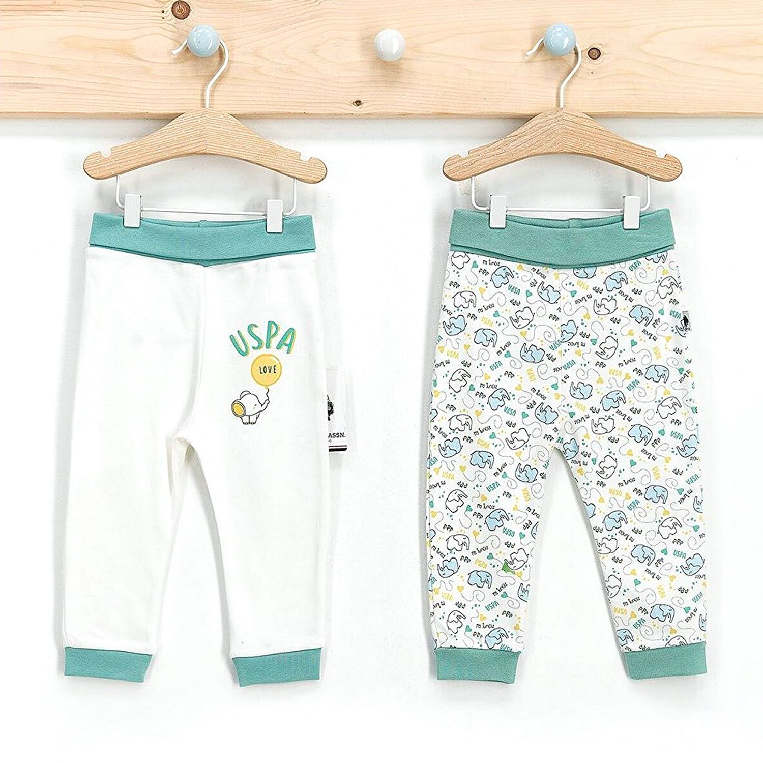 U.S. Polo Assn 2'li Patiksiz Bebek Pantolonu USB205 Yeşil