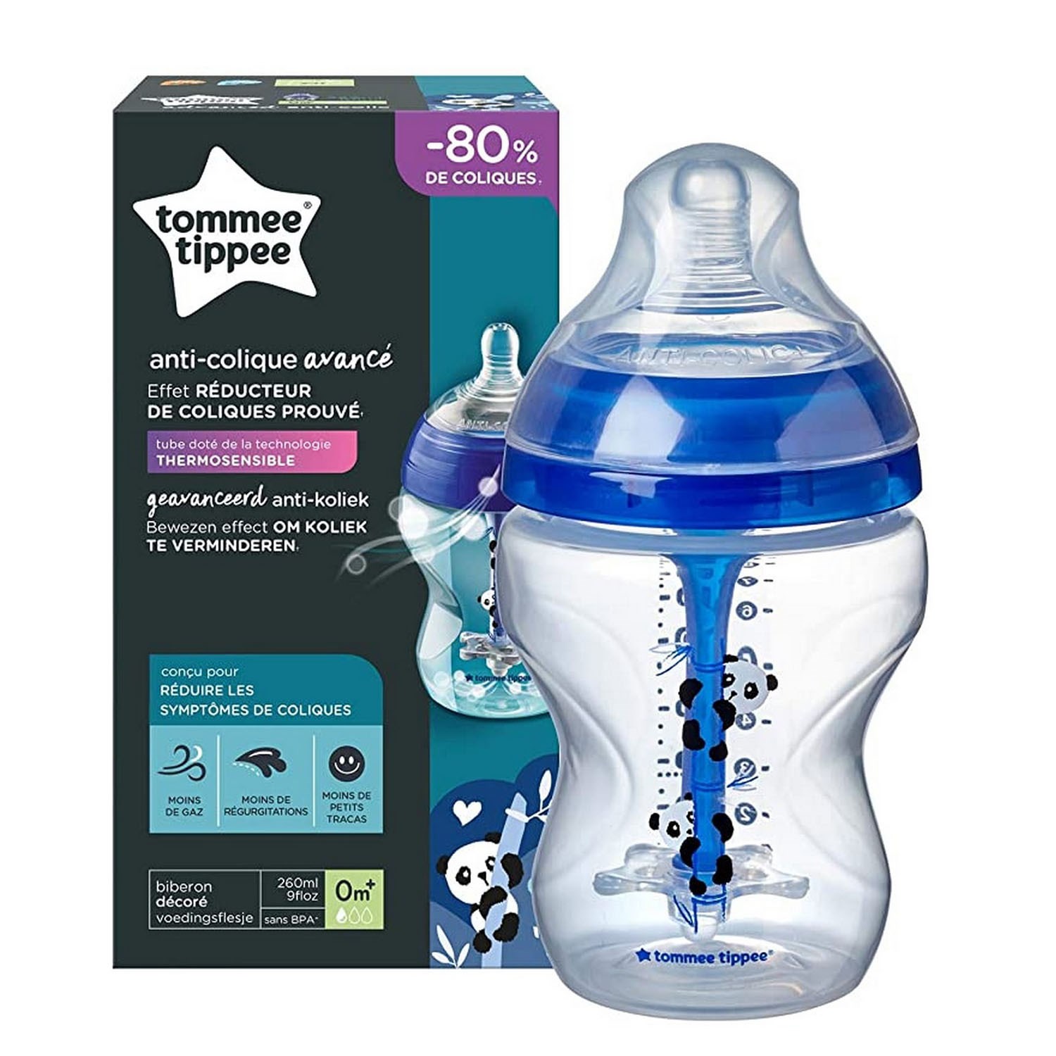 Tommee Tippee Gelişmiş Antikolik Biberon 260 Ml 0+ Ay Mavi