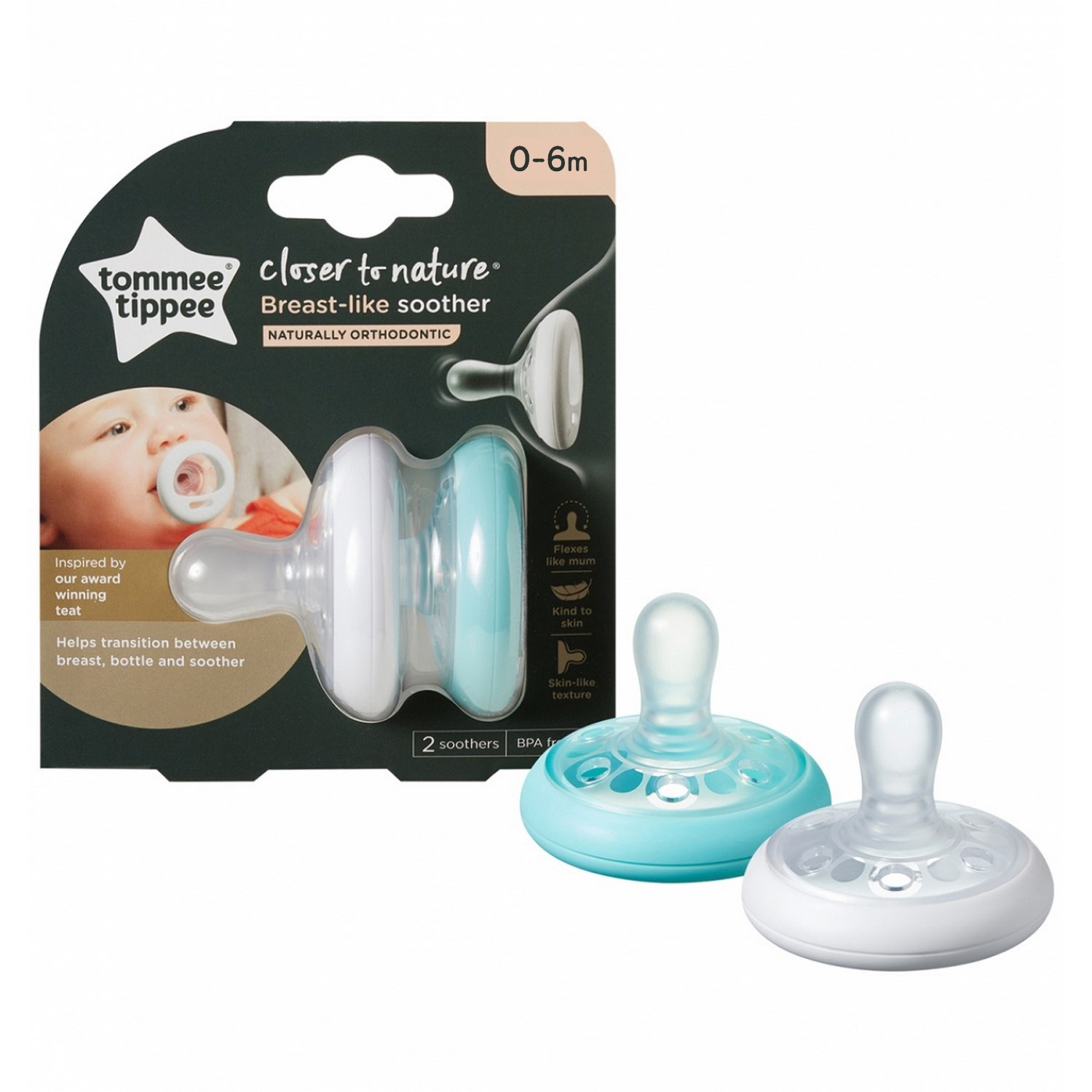 Tommee Tippee 2'li Breast-like Emzik 0-6 Ay 43344005 Beyaz-Turkuaz