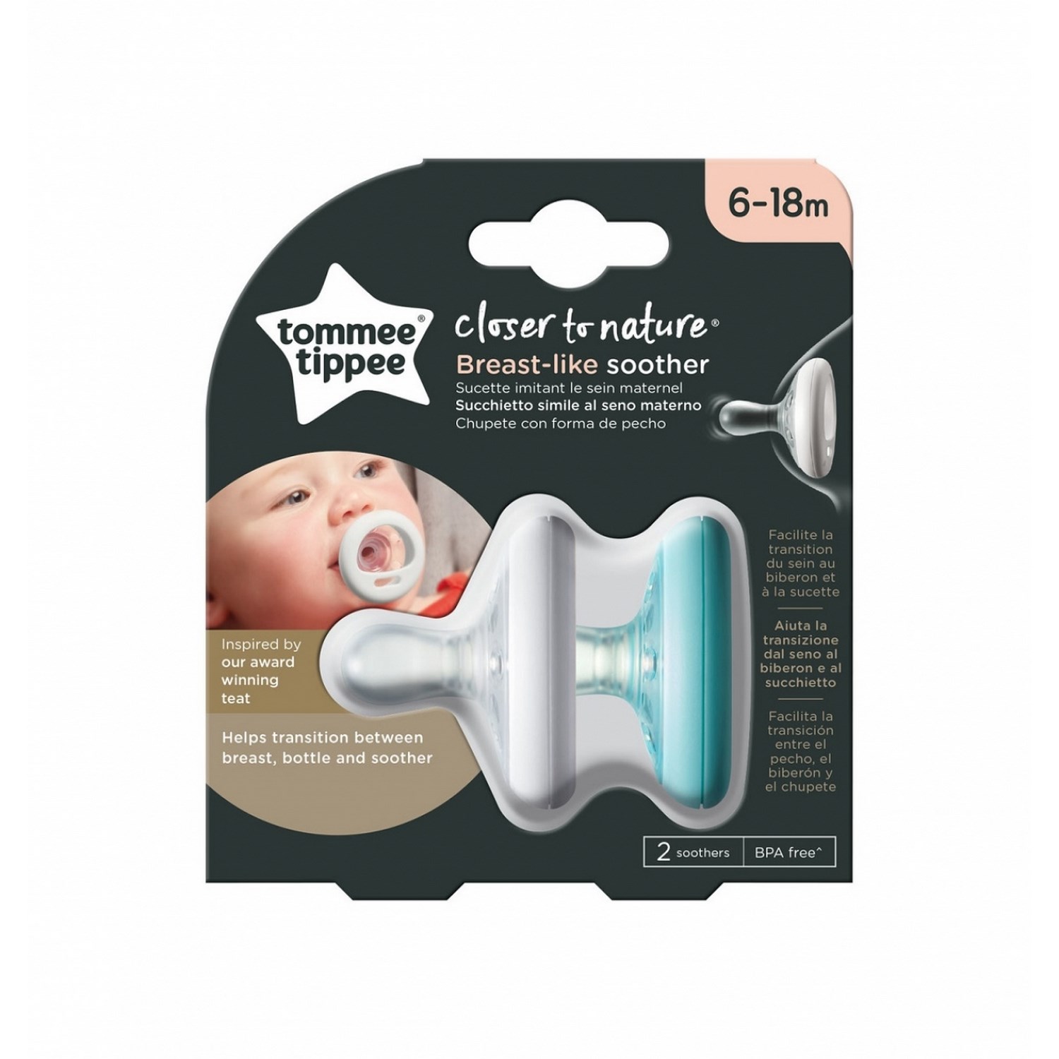 Tommee Tippee 2'li Breast-like Emzik 6-18 Ay 43343005 Beyaz-Turkuaz