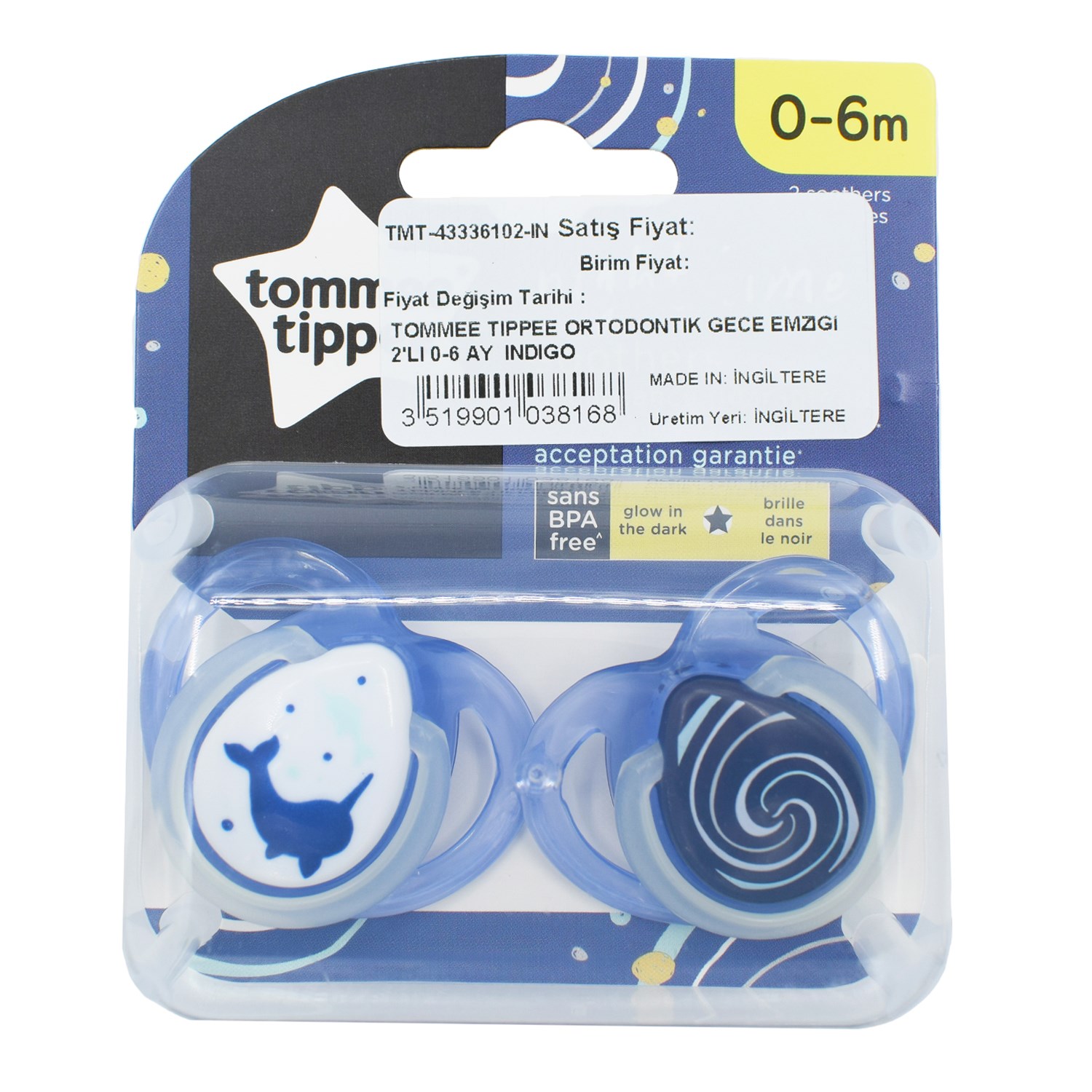 Tommee Tippee Night Time 2'li Gece Emziği 0-6 Ay İndigo