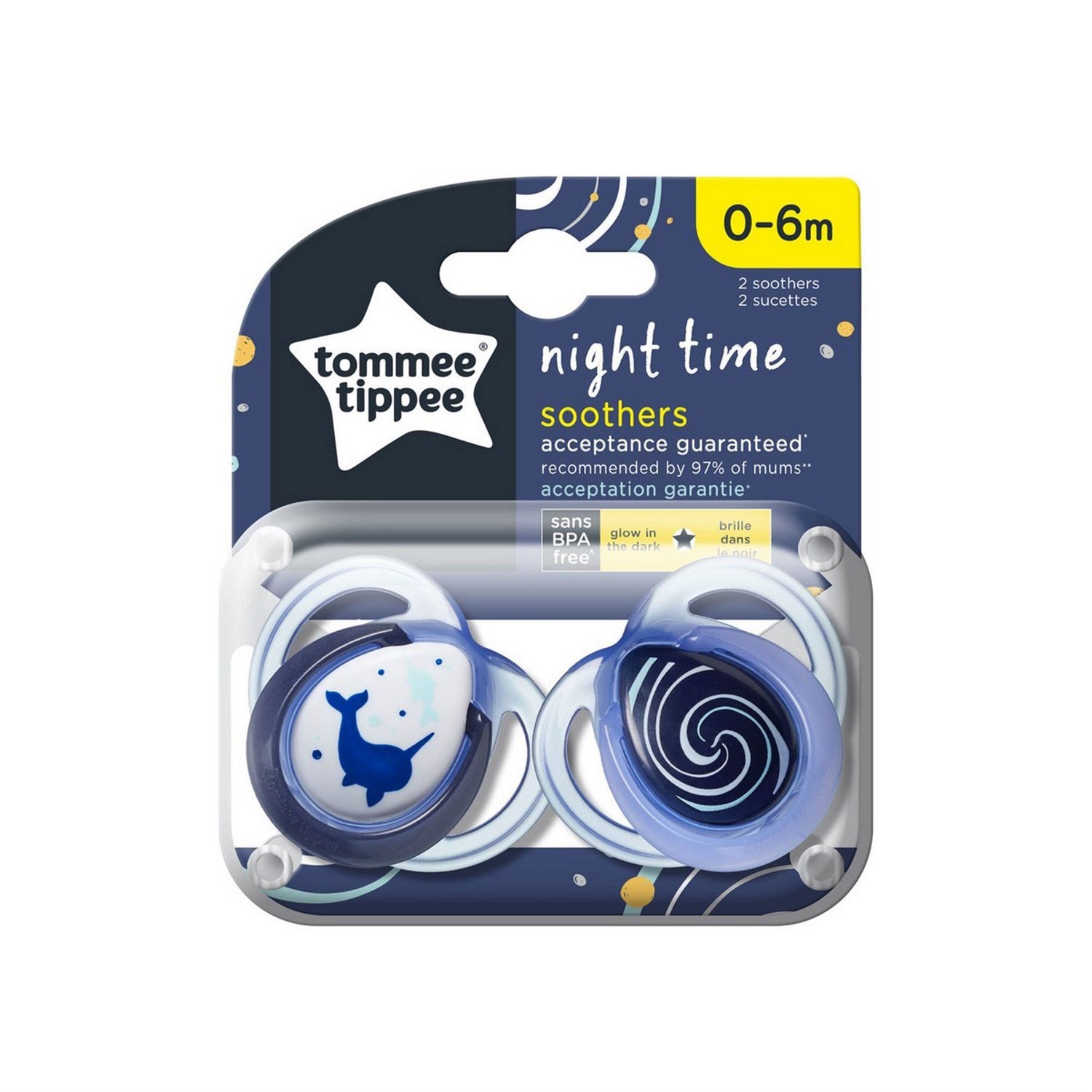 Tommee Tippee Night Time 2'li Gece Emziği 0-6 Ay Lacivert