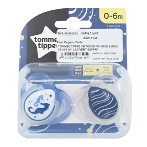 Tommee Tippee Night Time 2'li Gece Emziği 0-6 Ay Lacivert-Şeffaf