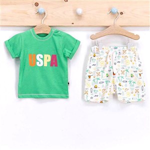 U.S. Polo Assn 2'li Kısa Kollu Bebek T-Shirt Takımı USB251 Yeşil