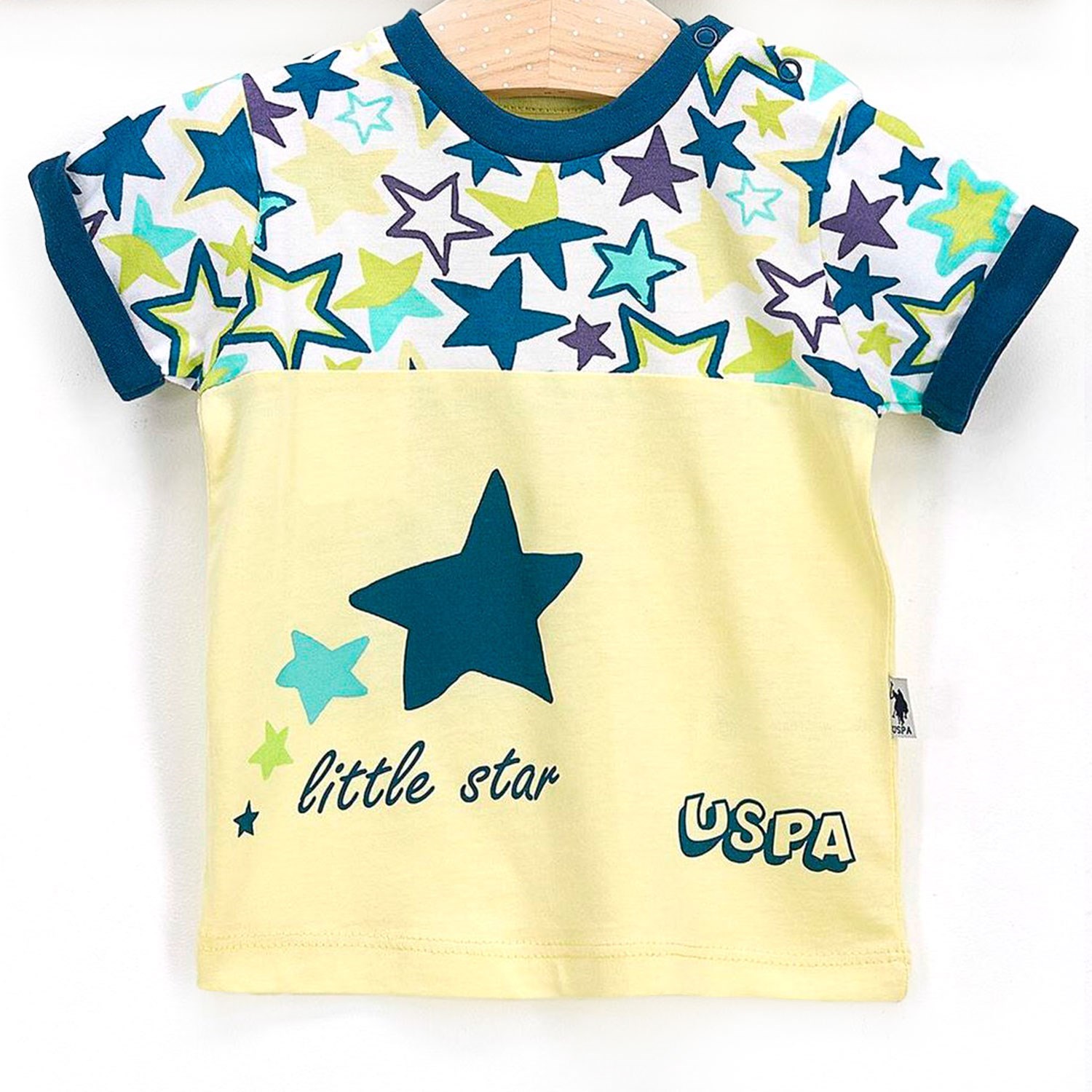 U.S. Polo Assn 2'li Kısa Kollu Bebek T-Shirt Takımı USB277 Sarı