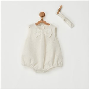 Andywawa Romper Band Bebek Tulumu AC22582 Ekru