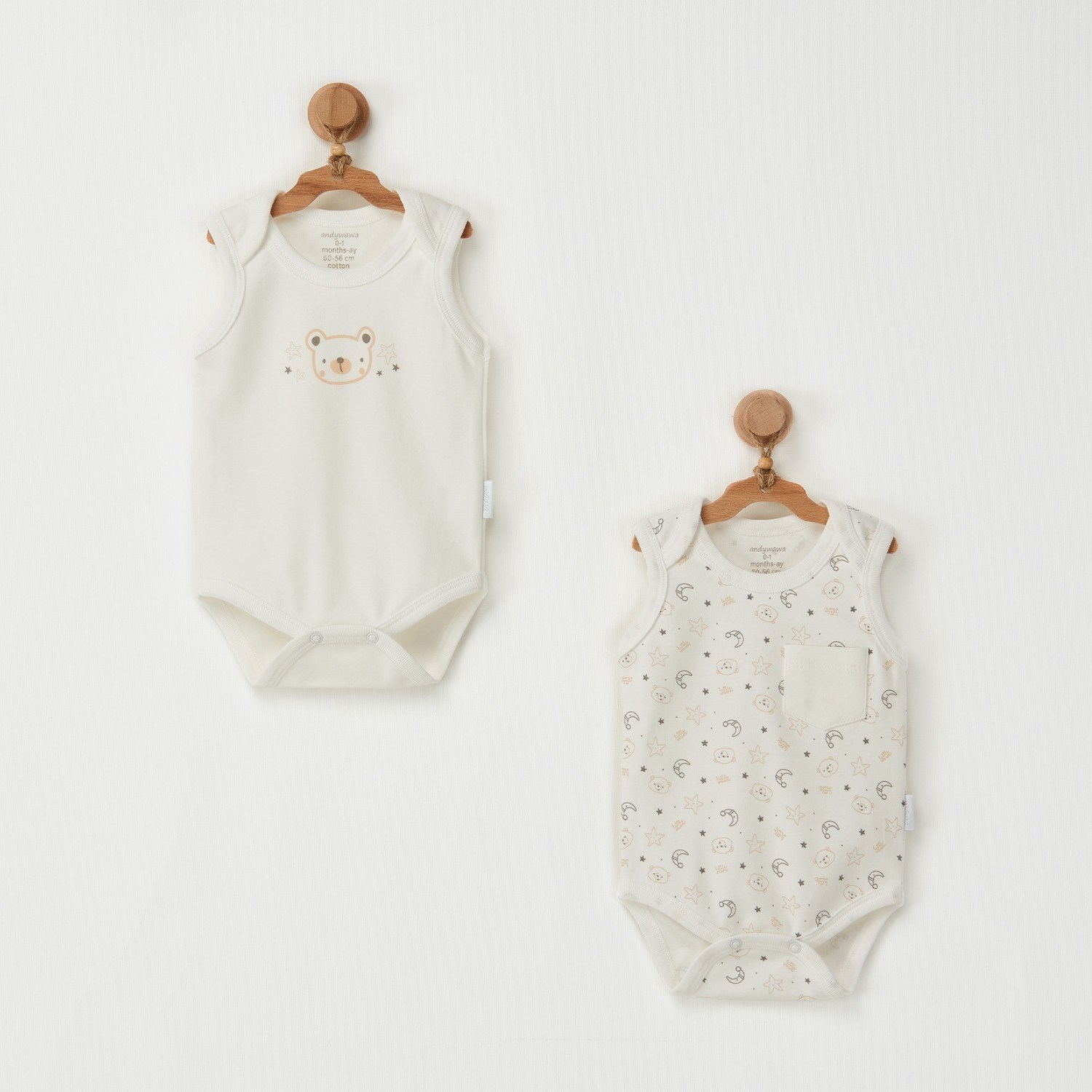 Andywawa Wawa Bear 2'li Bebek Body AC22764 Bej