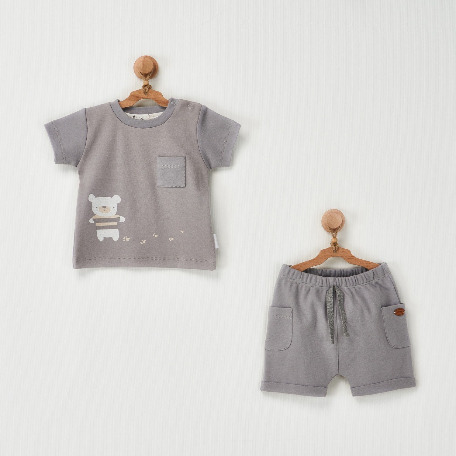 Andywawa Wawa Bear 2'li Bebek Takımı AC22772 Gri