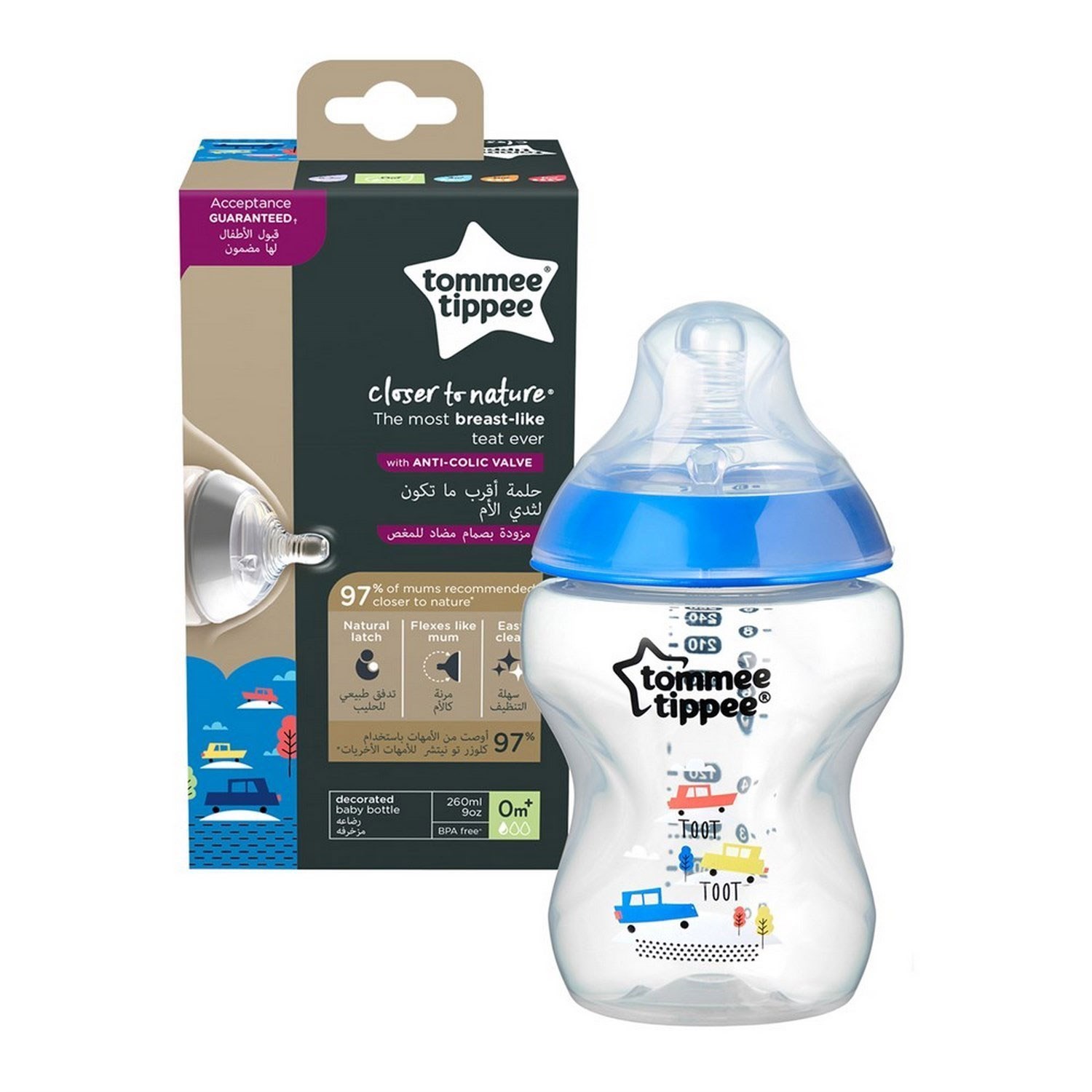 Tommee Tippee PP Closer to Nature Biberon 260 ml Mavi