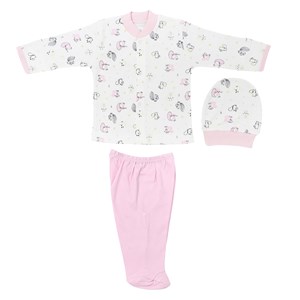 Sebi Bebe Sincap Baskılı Bebek Pijama Takımı 2262 Pembe