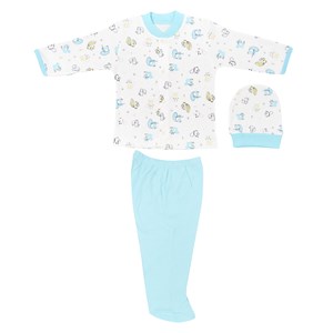 Sebi Bebe Sincap Baskılı Bebek Pijama Takımı 2262 Turkuaz
