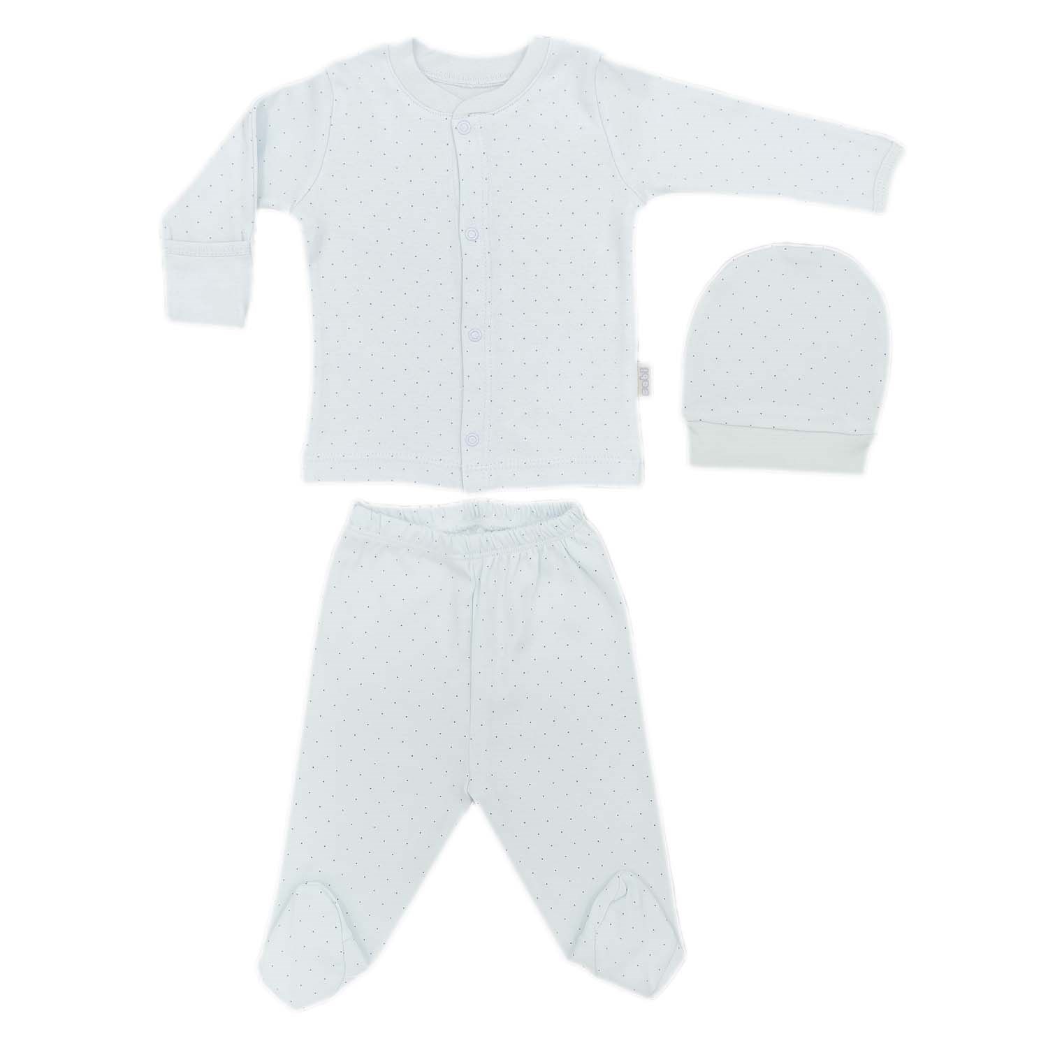 Sebi Bebe Nokta Puanlı Bebek Pijama Takımı 2263 Mavi