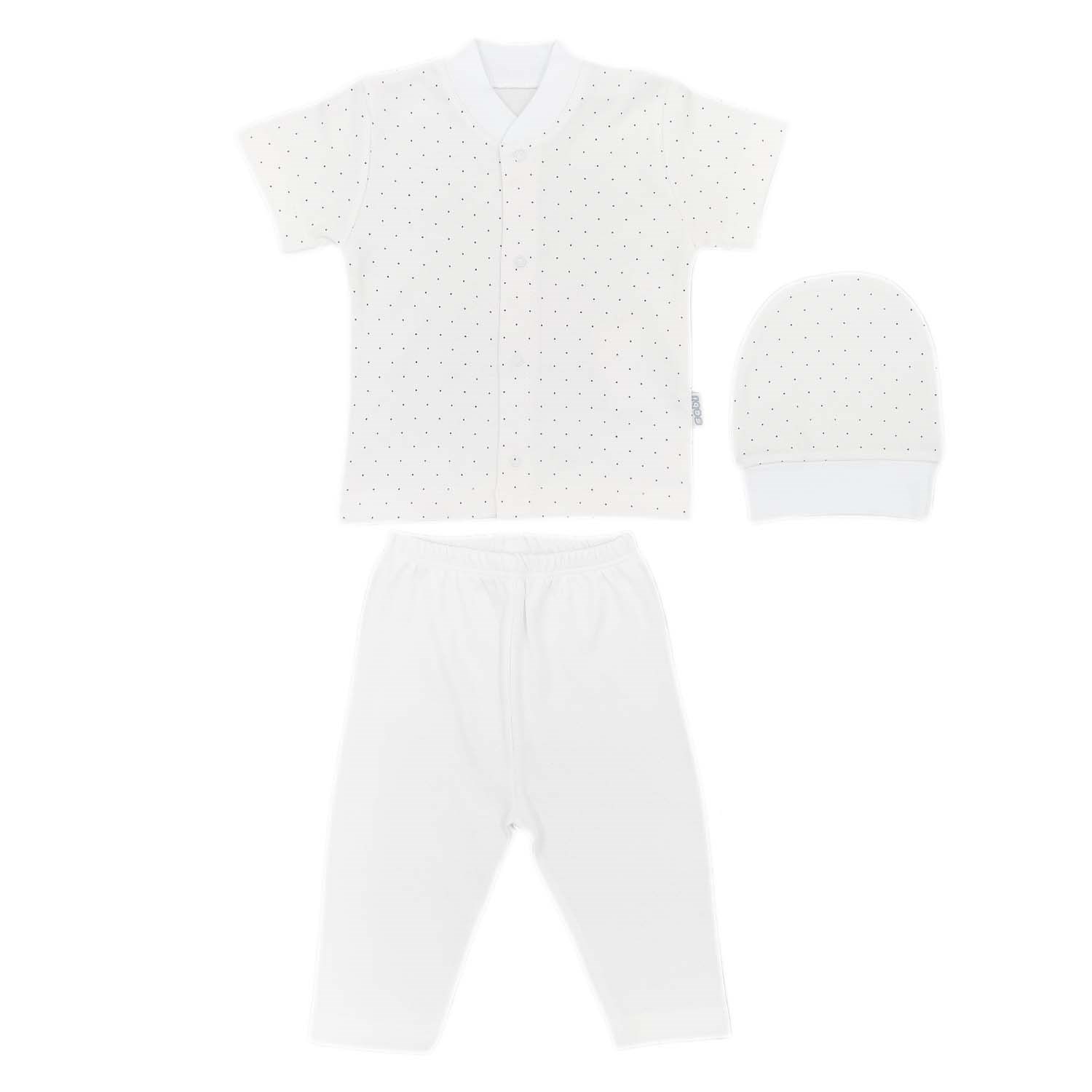 Sebi Bebe Nokta Puanlı Kısa Kollu Pijama Takımı 2264 Beyaz