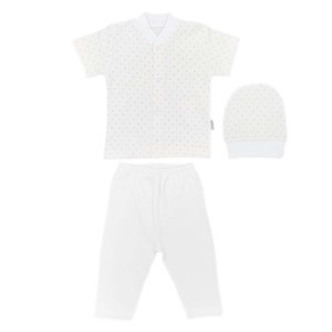 Sebi Bebe Nokta Puanlı Kısa Kollu Pijama Takımı 2264 Beyaz