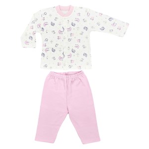 Sebi Bebe Sincap Baskılı Bebek Pijama Takımı 2326 Pembe