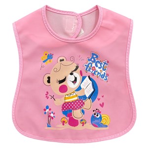 Sebi Bebe PVC Sıvı Geçirmez Mama Önlüğü 8437 Pembe-Krem