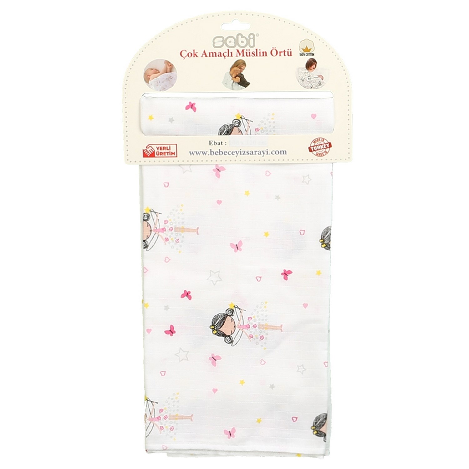 Sebi Bebe Çok Amaçlı Müslin Örtü 80x100 cm 9953 Açık Pembe