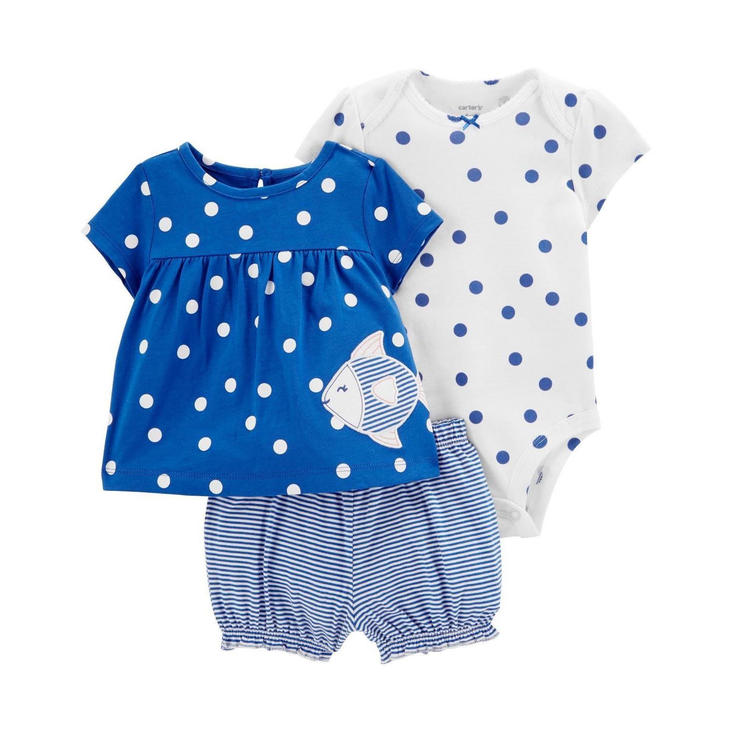 Carter's 3'lü Bluz Body Şort Seti 1N040110 Mavi