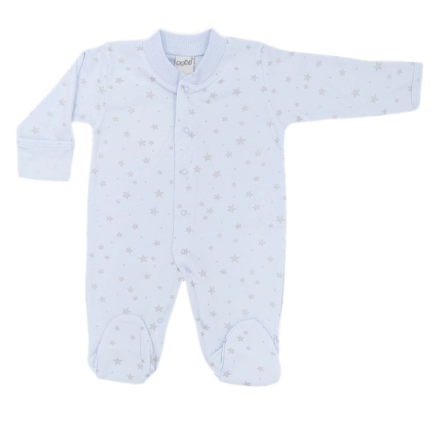 Sebi Bebe Yıldıızlı Patikli Bebek Tulumu 4037 Mavi