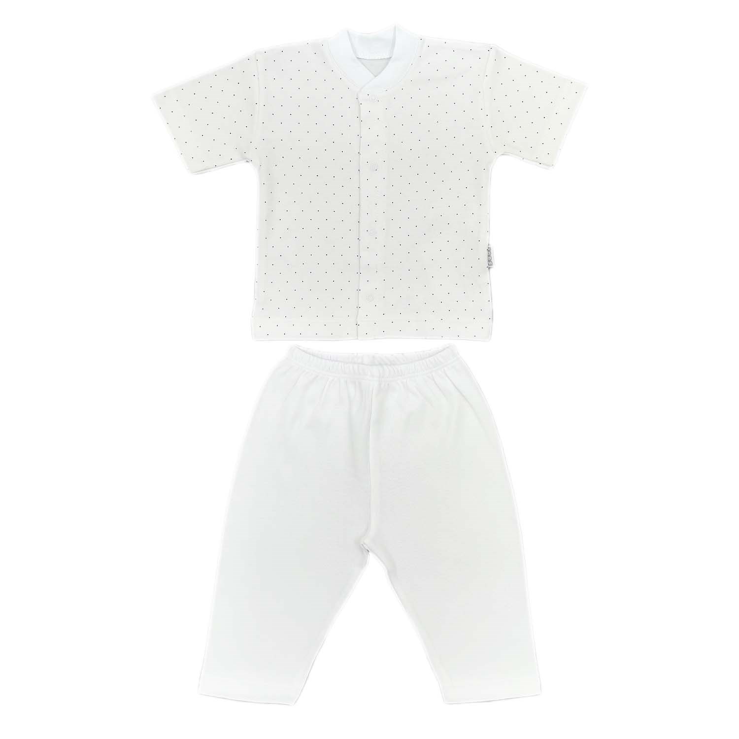 Sebi Bebe Nokta Puanlı Kısa Kollu Pijama Takımı 2328 Beyaz