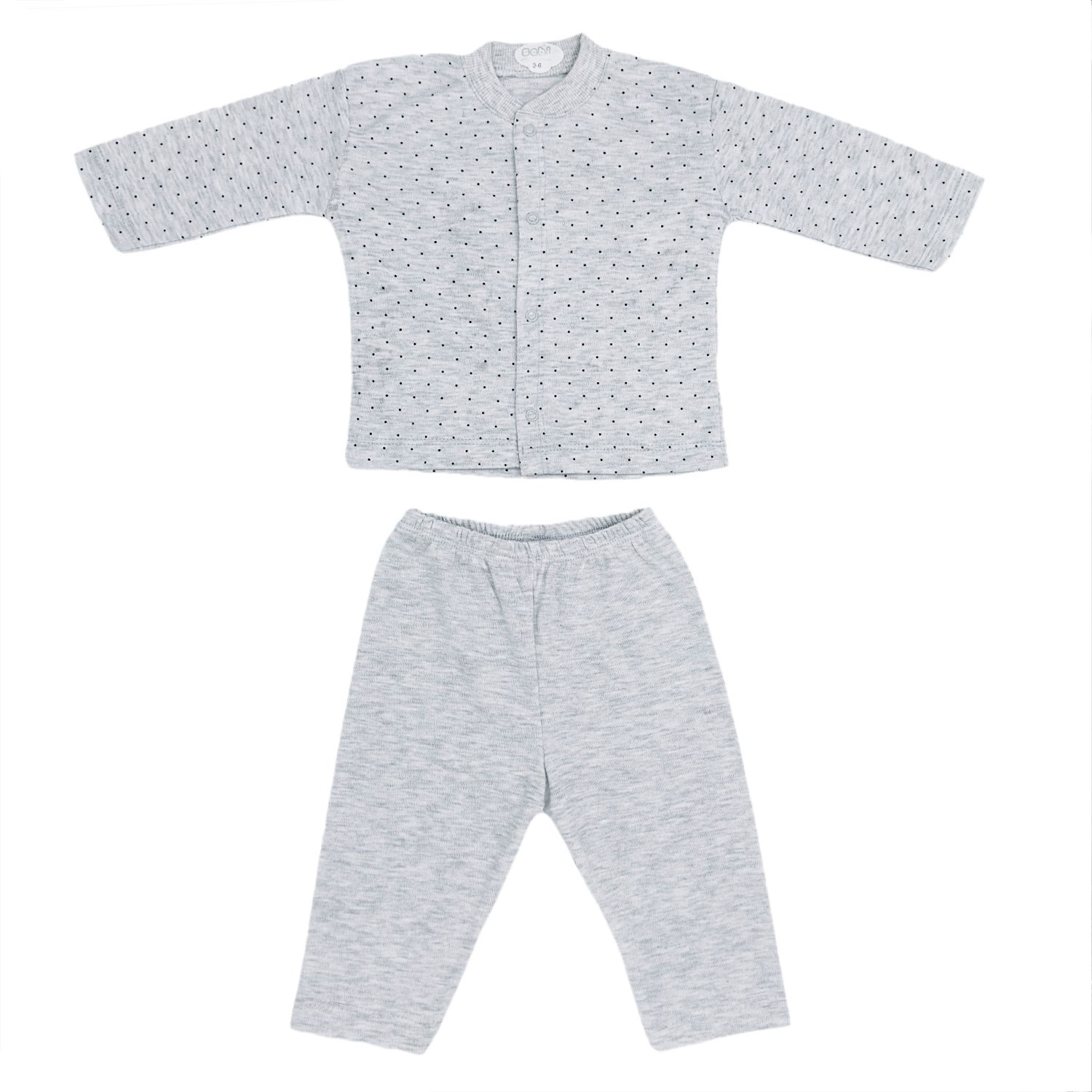 Sebi Bebe Nokta Puanlı Kısa Kollu Pijama Takımı 2328 Gri
