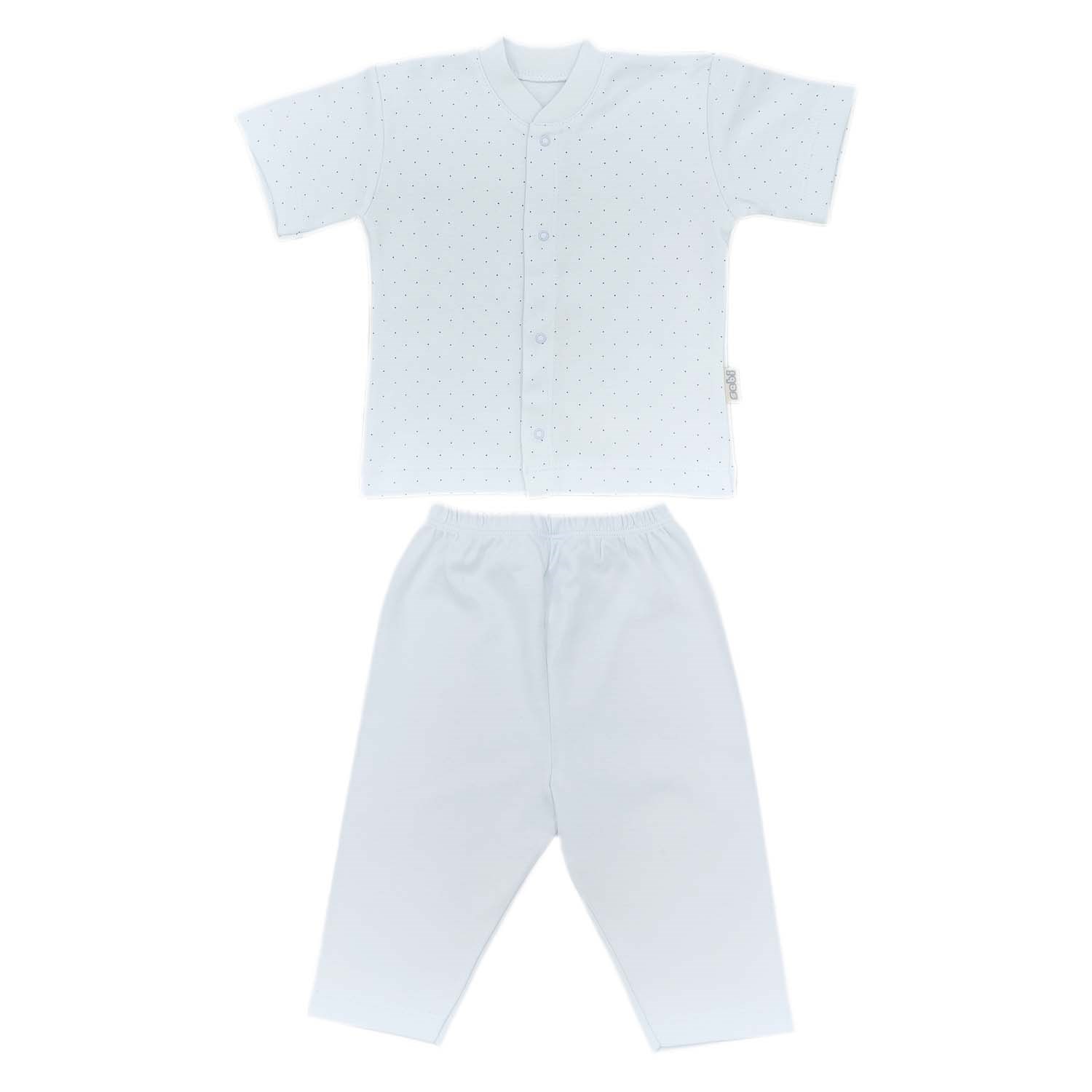Sebi Bebe Nokta Puanlı Kısa Kollu Pijama Takımı 2328 Mavi