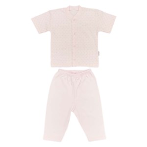 Sebi Bebe Nokta Puanlı Kısa Kollu Pijama Takımı 2328 Pembe