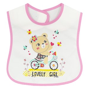 Sebi Bebe Sıvı Geçirmez Mama Önlüğü PVC 8437 Beyaz-Pembe