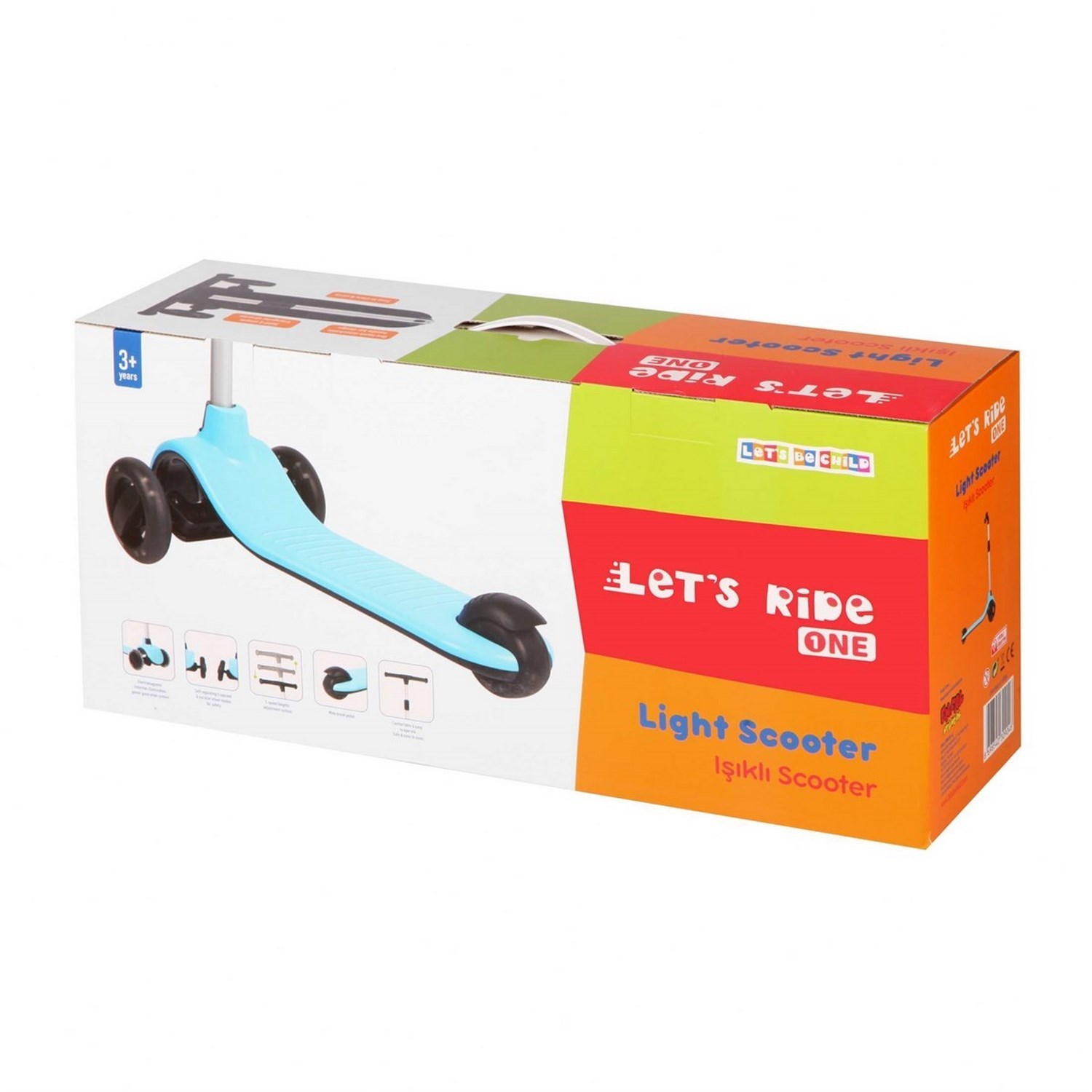 Let's Be Child Ride Işıklı ve 3 Tekerlekli Scooter 3+ Yaş Mavi