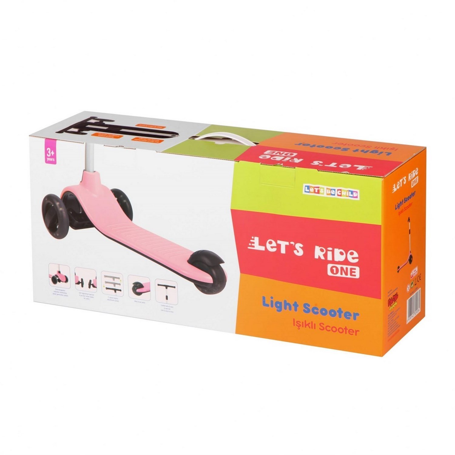 Let's Be Child Ride Işıklı ve 3 Tekerlekli Scooter 3+ Yaş Pembe