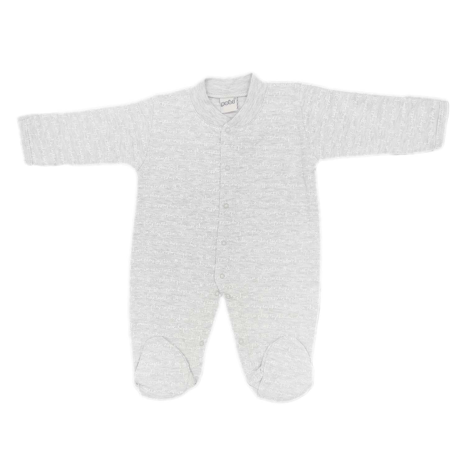 Sebi Bebe El Yazılı Patikli Bebek Tulumu 4044 Gri