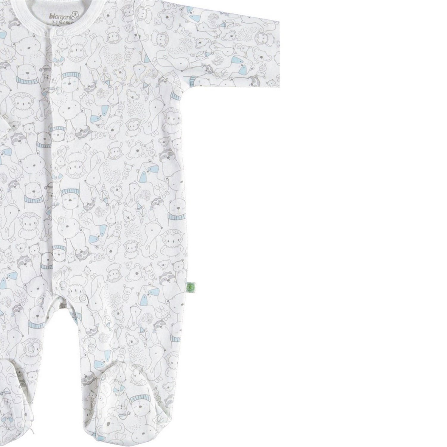 Biorganic Handsome Animals Newborn Bebek Tulumu 60562 Ekru-Mavi