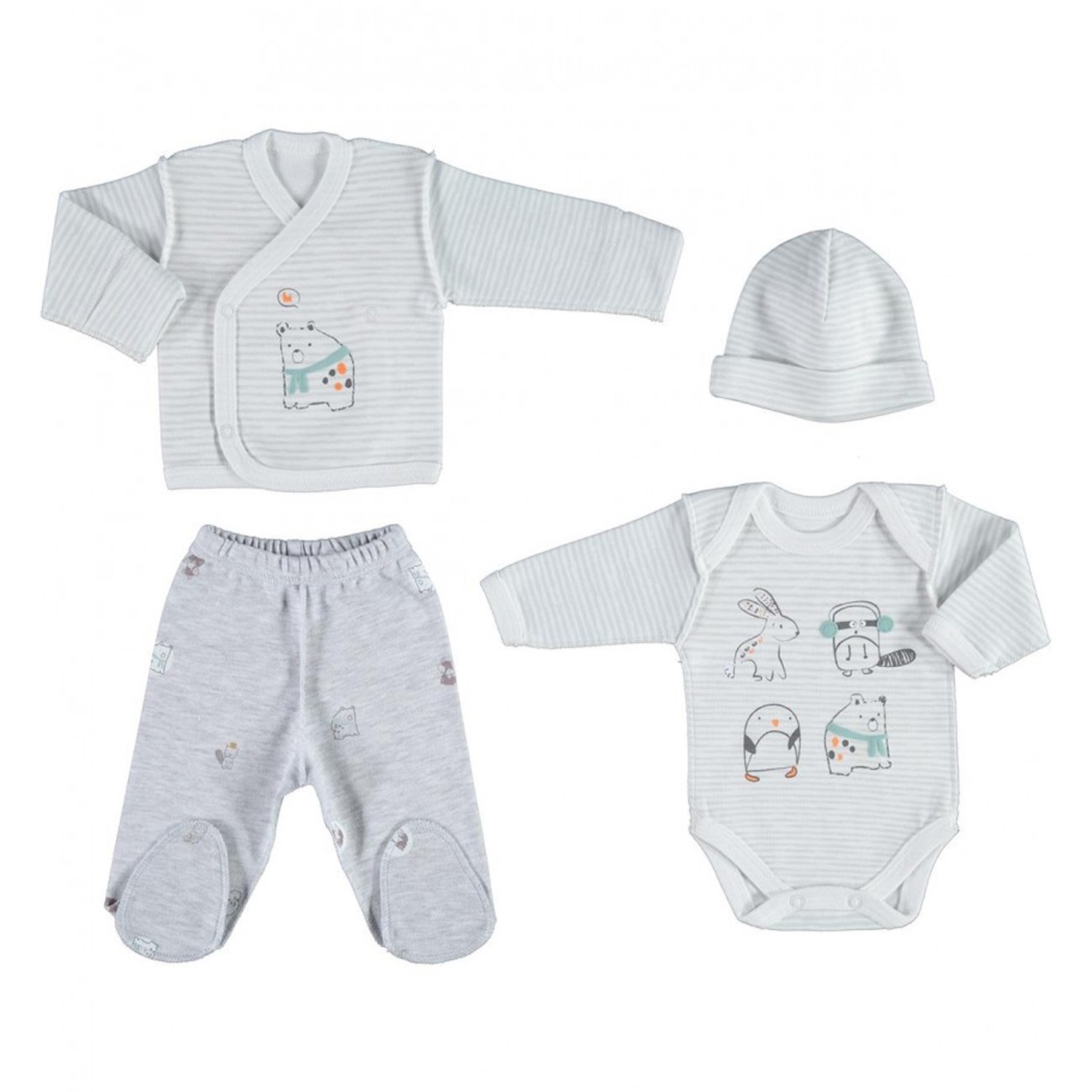 Biorganic Prematüre 4'lü Bebek Hastane Çıkış Seti 82040 Ekru-Karmelanj