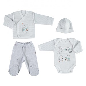 Biorganic Prematüre 4'lü Bebek Hastane Çıkış Seti 82040 Ekru-Karmelanj