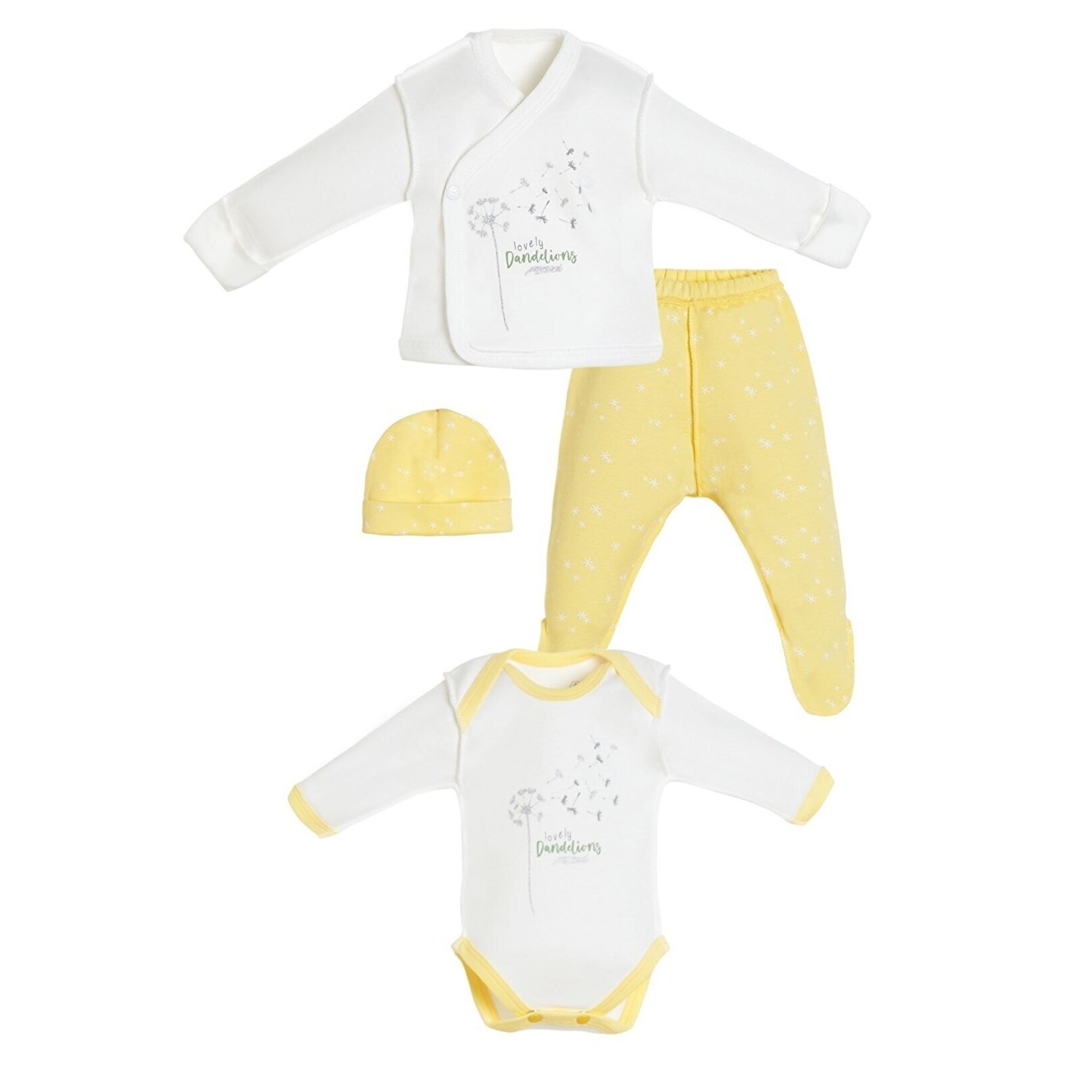 Biorganic Prematüre 4'lü Bebek Hastane Çıkış Seti 82043 Ekru-Sarı