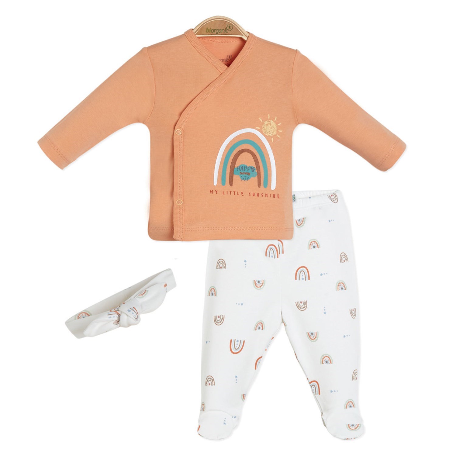 Biorganic Happy Rainbow 3'lü Bebek Takımı 73272 Ekru-Somon