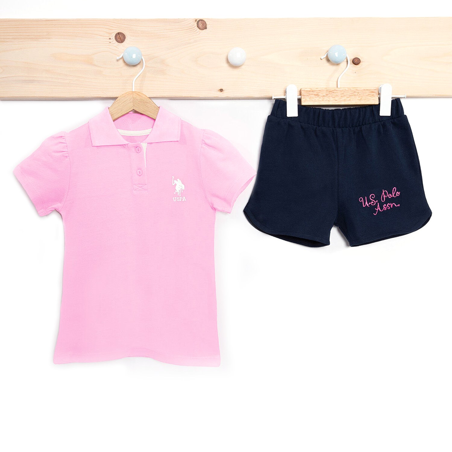 U.S. Polo Assn 2'li Kız Bebek T-Shirt Takımı USB680 Pembe