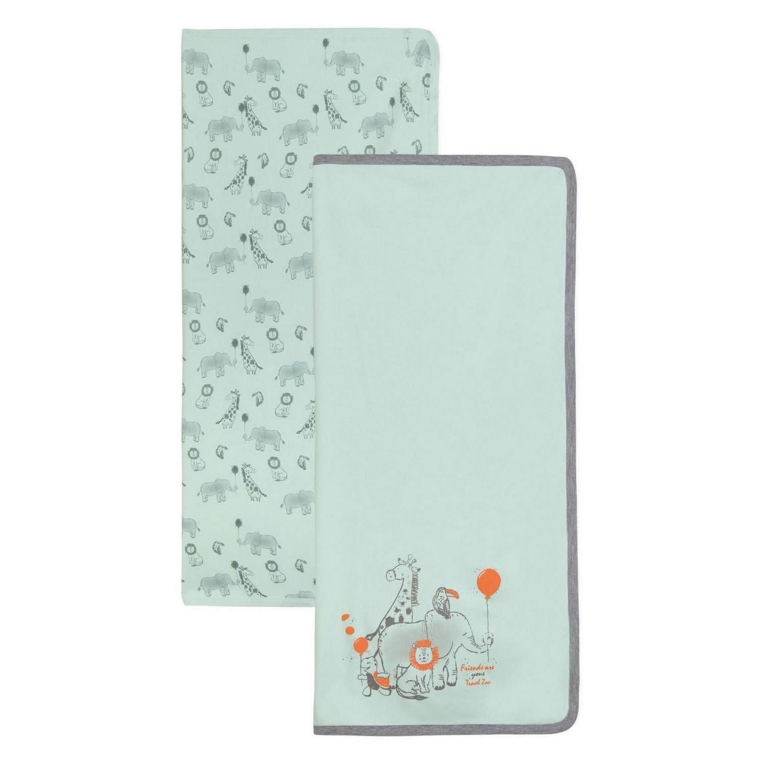 Biorganic Travel Zoo Bebek Battaniye 85x90 Cm 64547 Yeşil-Gri