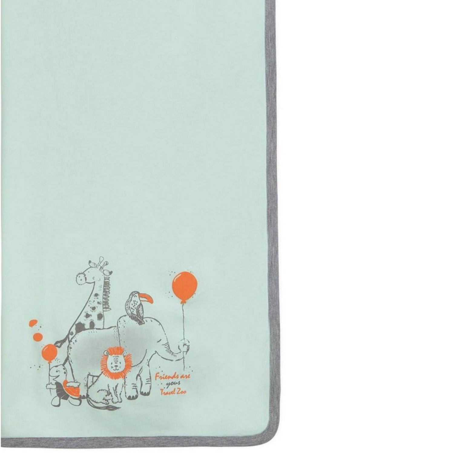 Biorganic Travel Zoo Bebek Battaniye 85x90 Cm 64547 Yeşil-Gri