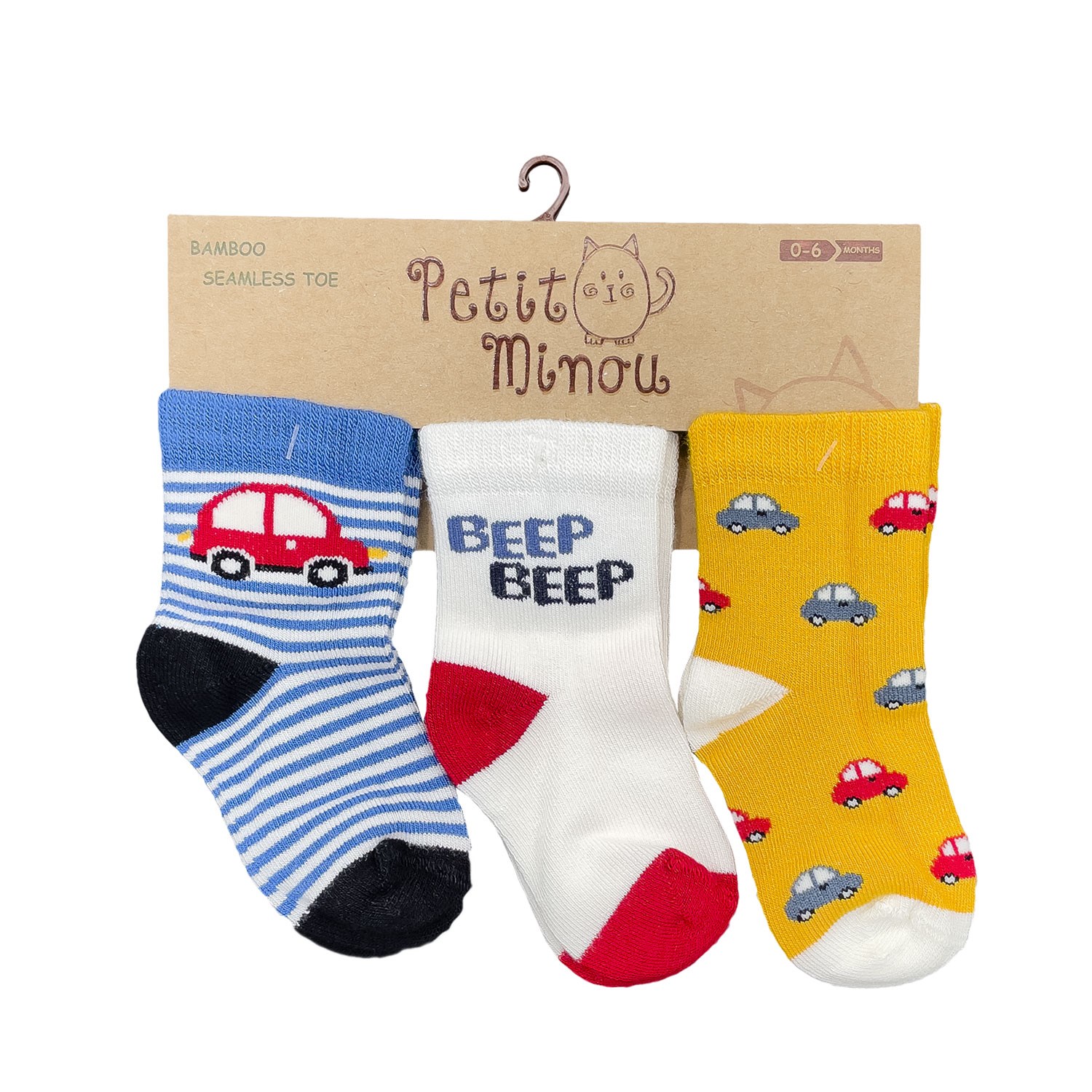 Petit Minou 3'lü Beep Car Bebek Çorabı 2156 Çok Renkli