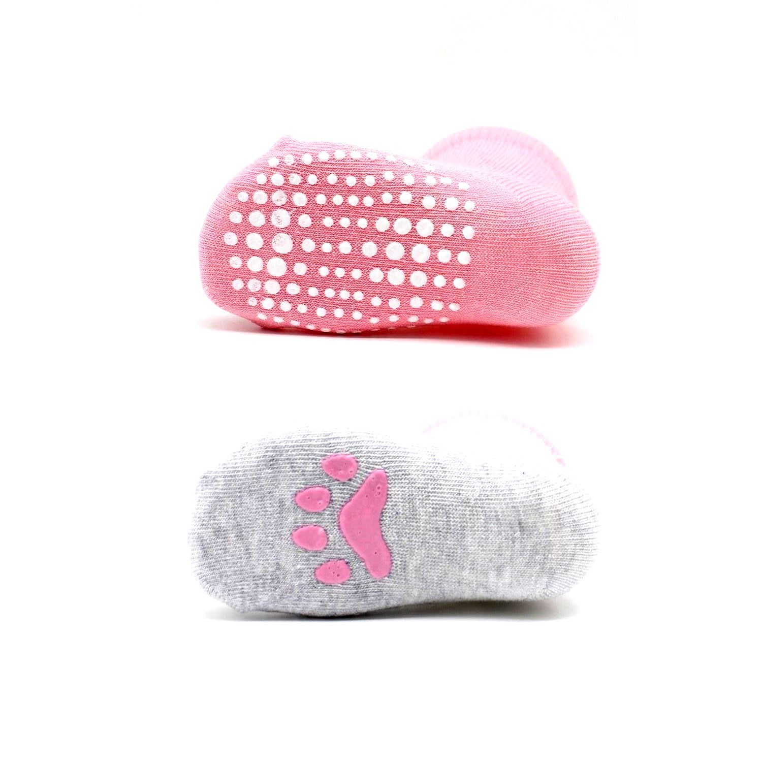 Biorganic Paw 2'li Kaymaz Bebek Çorap 68393 Pembe-Gri