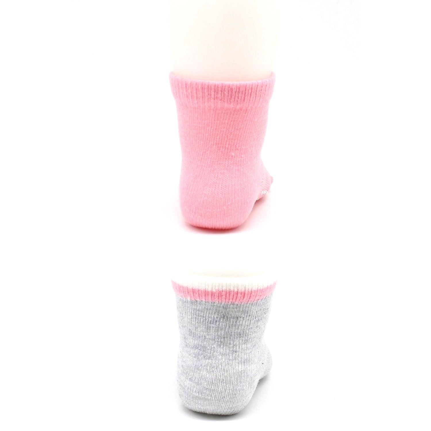 Biorganic Paw 2'li Kaymaz Bebek Çorap 68393 Pembe-Gri