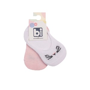 Bibaby Cute Face 2'li Babet Bebek Çorap 68352 Pembe-Beyaz