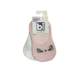 Bibaby Cute Face 2'li Babet Bebek Çorap 68352 Pembe-Ekru