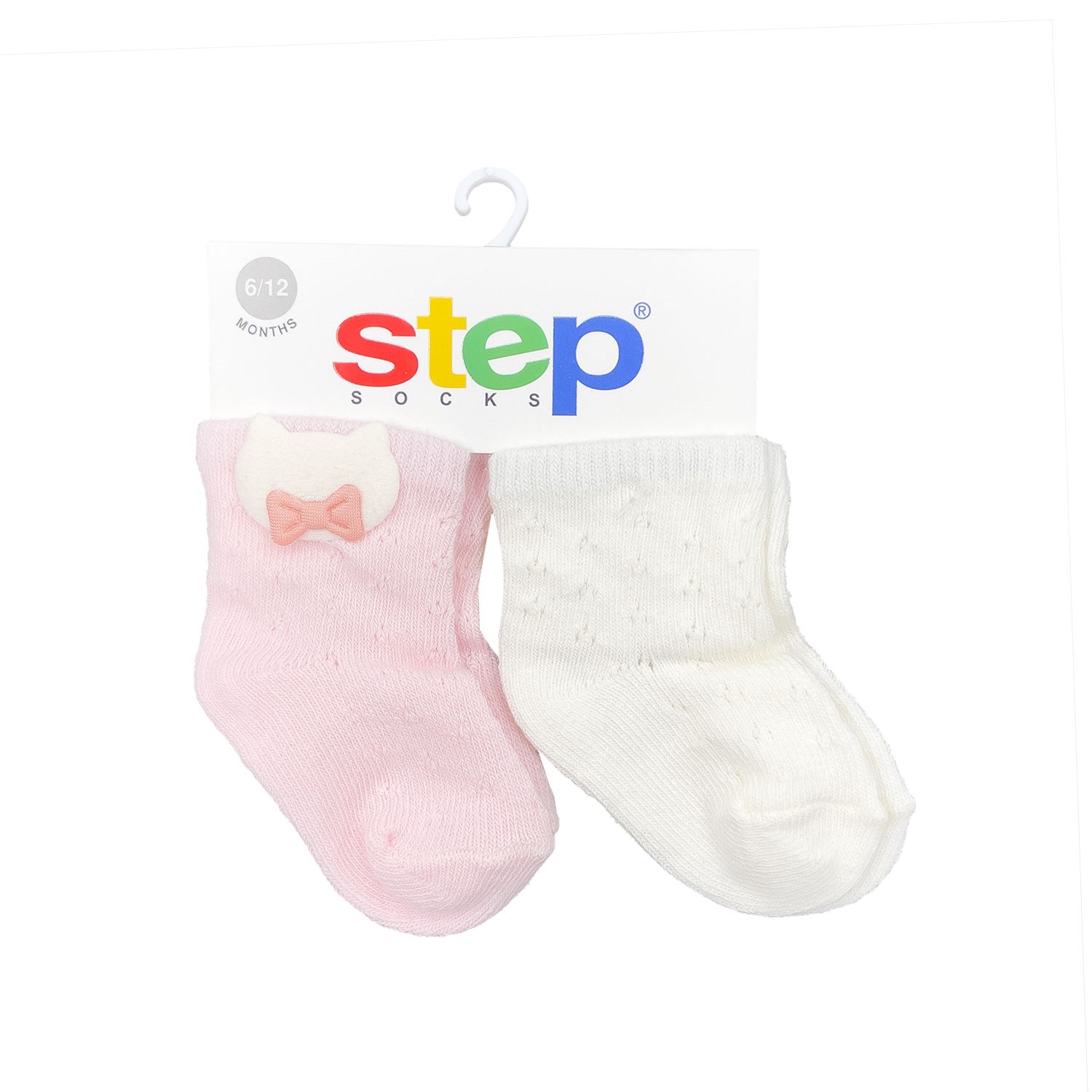 Step 2'li File Bebek Çorap 10167-0 Pembe-Beyaz
