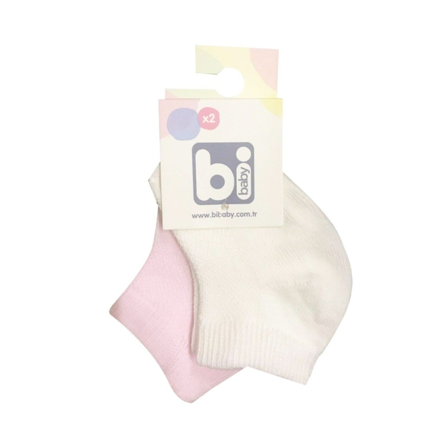 Bibaby Summer 2'li Babet Bebek Çorap 68355 Pembe-Beyaz