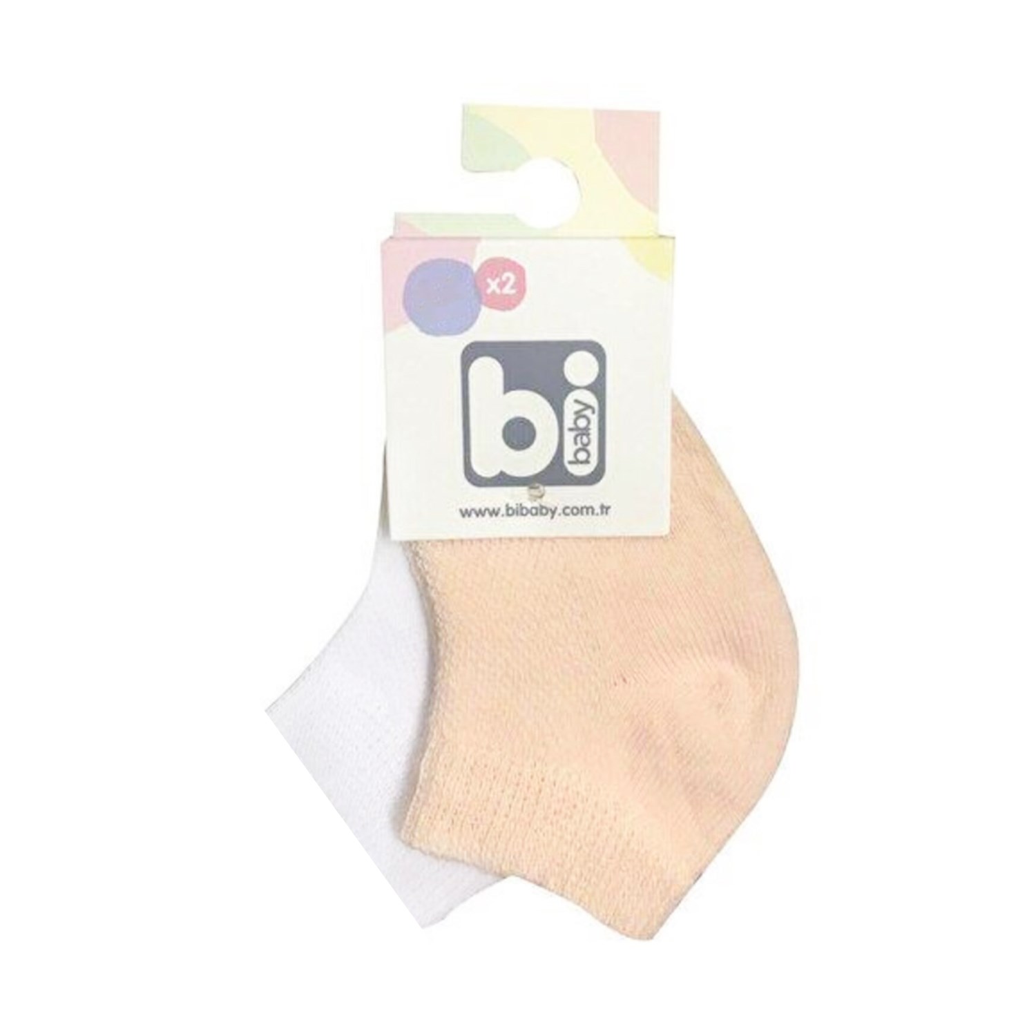 Bibaby Summer 2'li Babet Bebek Çorap 68355 Somon-Beyaz