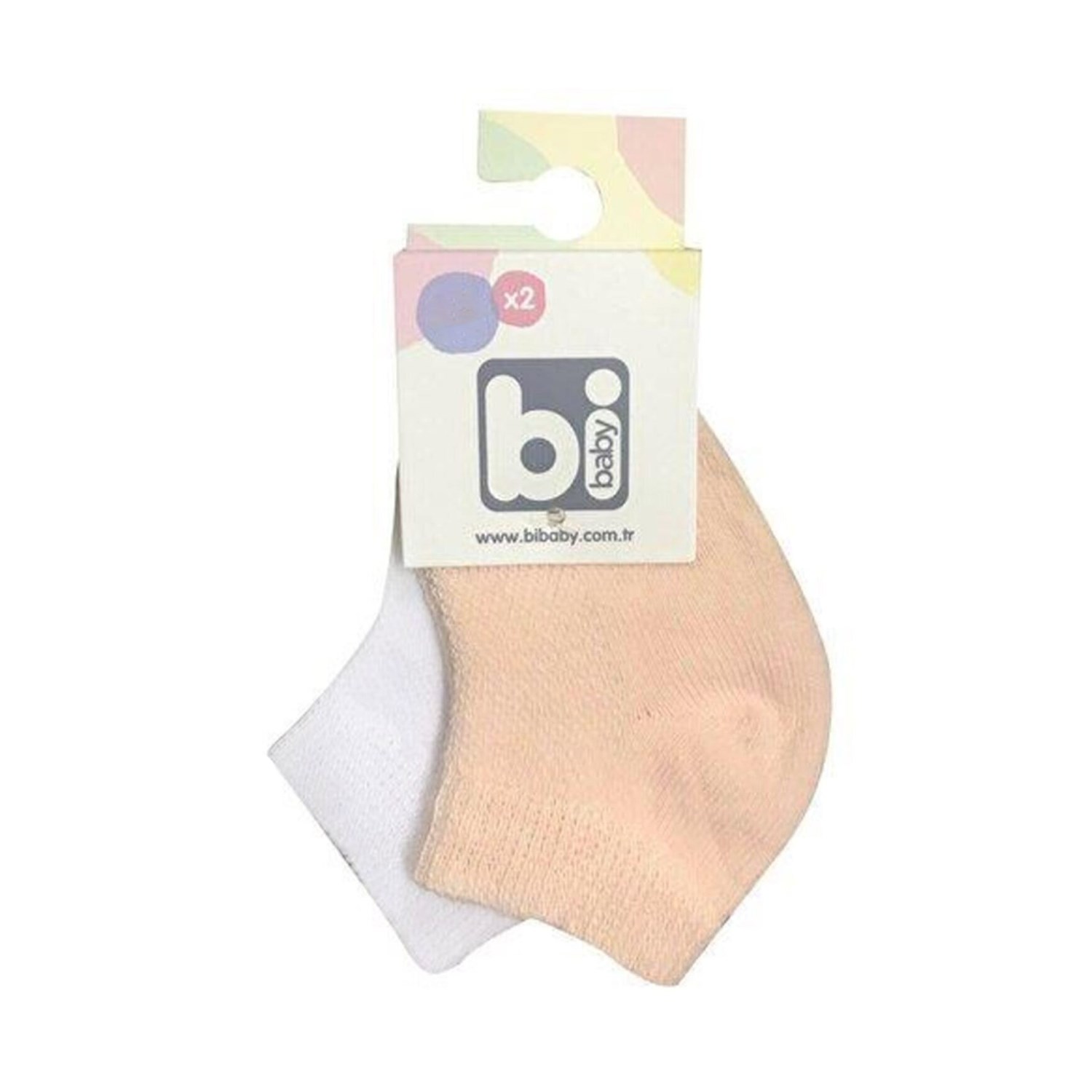 Bibaby Summer 2'li Babet Bebek Çorap 68355 Somon-Ekru