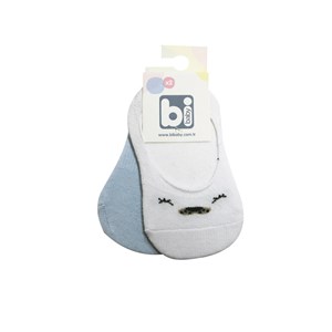 Bibaby Cute Face 2'li Babet Bebek Çorap 68353 Beyaz-Mavi